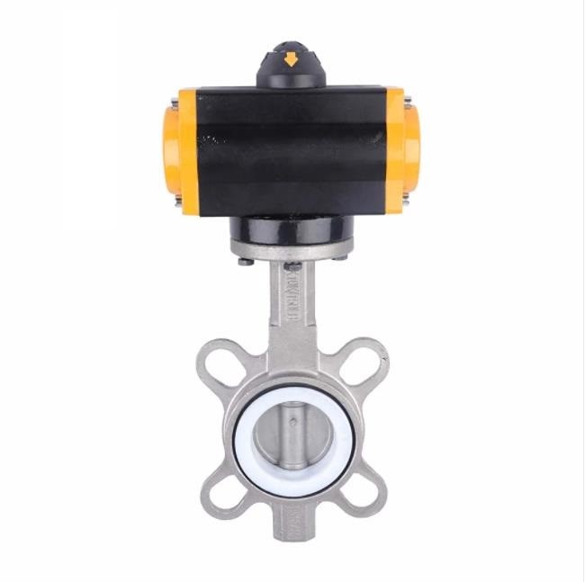 Pneumatic SS Lug Concentirc Butterfly Valve With PTFE Seat