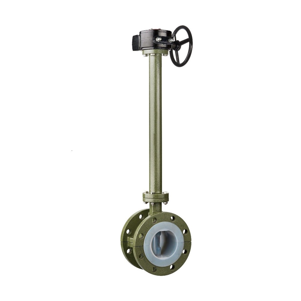 Extended stem fluorine lined flange butterfly valve