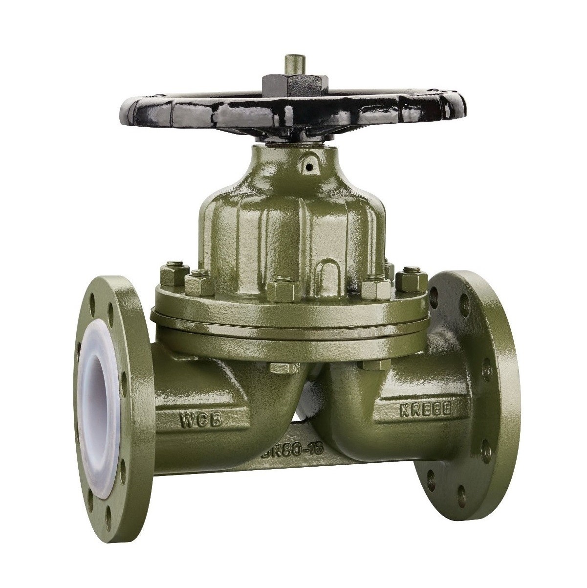 Fluorine-lined diaphragm valve