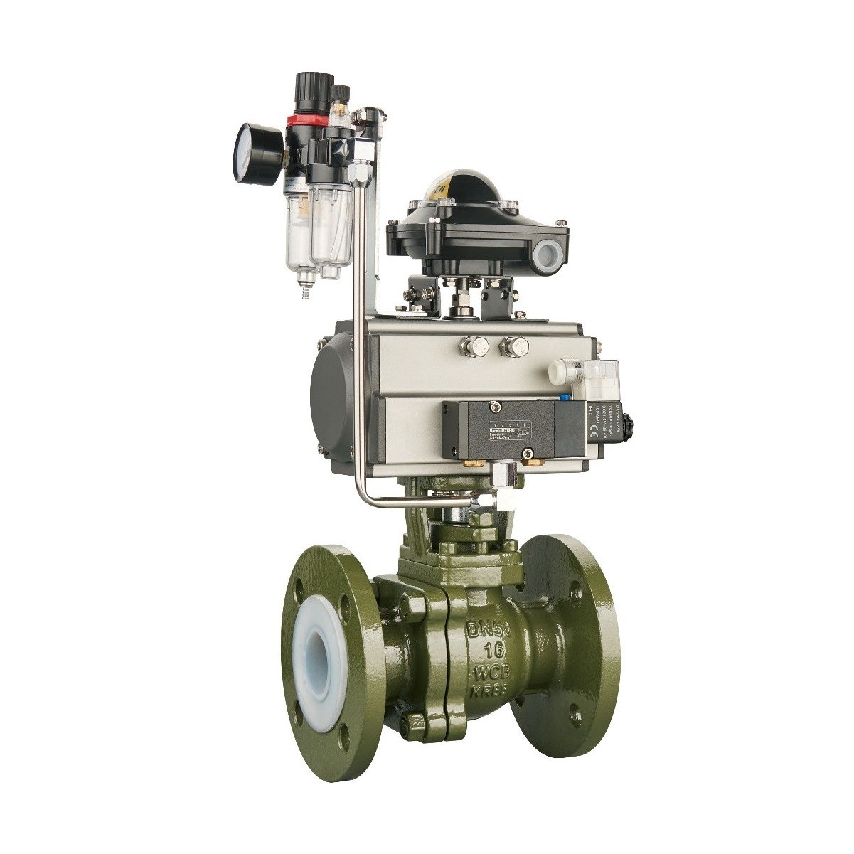 Pneumatic fluorine-lined ball valve