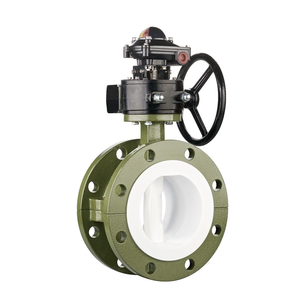 Worm gear fluorine lined flange butterfly valve with positioner