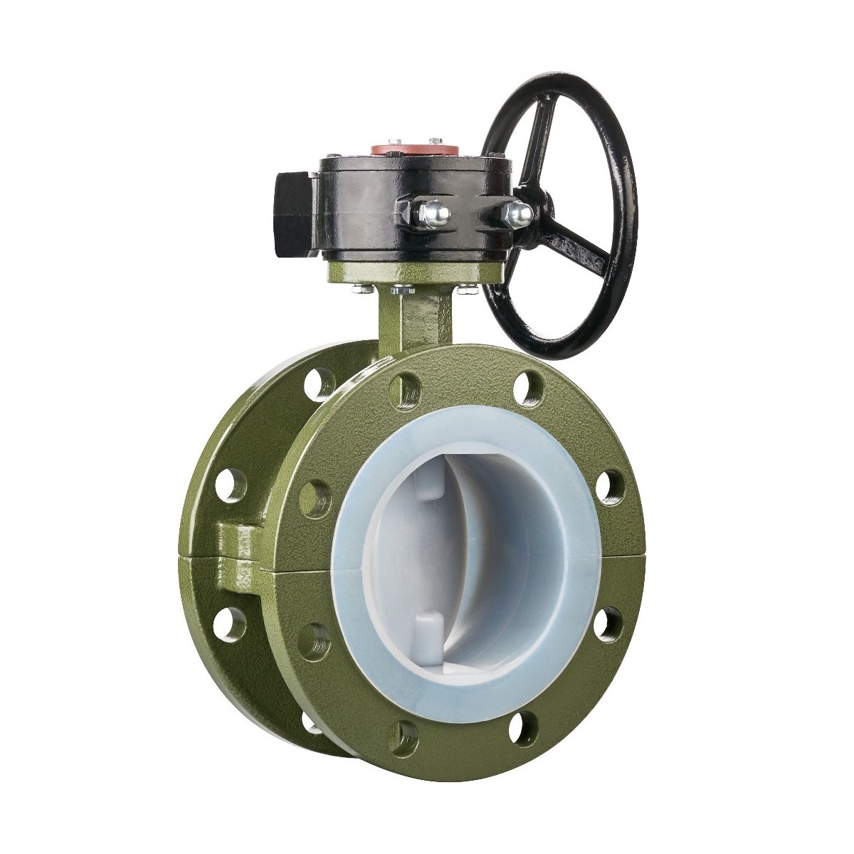 Worm gear fluorine lined flange butterfly valve