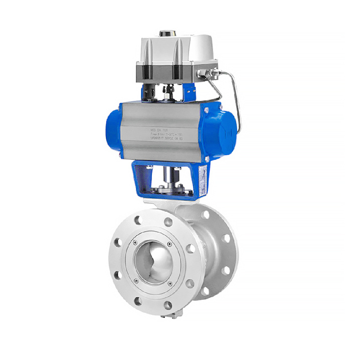 v port ball valve flanged type